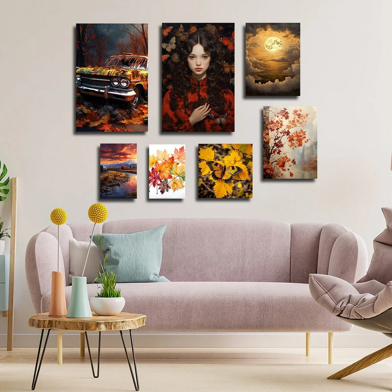 تابلو شاسی بکلیت طرح مدرن طبیعت و چهره و ماشین مدل SH-1763 مجموعه 7 عددی