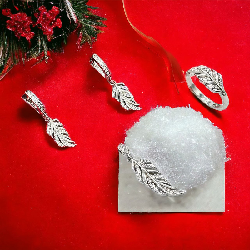 نیم ست نقره زنانه مدل برگ مبینا 0124