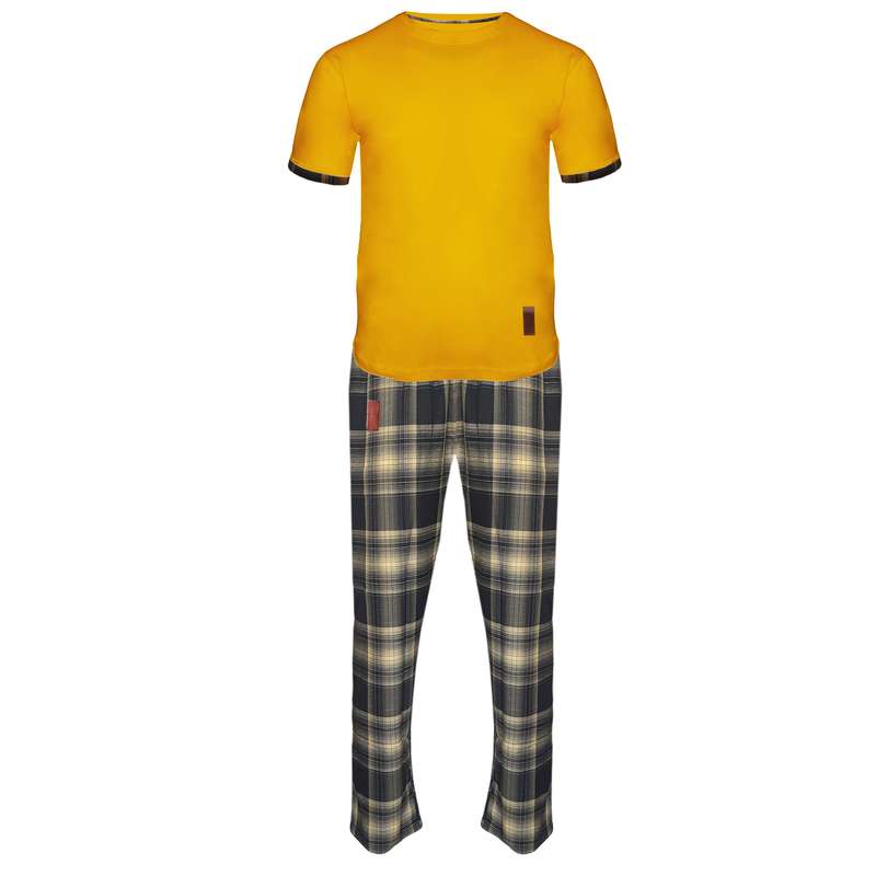 ست تی شرت و شلوار مردانه لباس خونه مدل طه 000604 کد 6370946 رنگ زرد