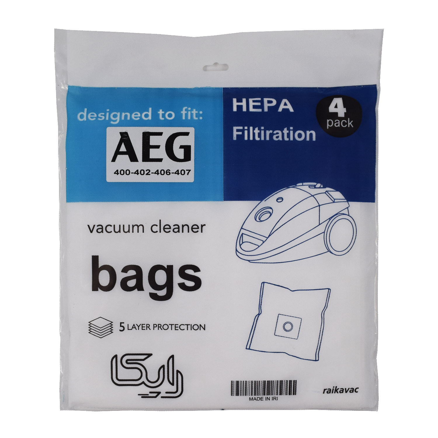 پاکت جاروبرقی رایکا مدل آاگ 400-402-406-407 سه بسته 4 عددی