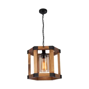 چراغ آویز ای دی ام وود مدل چوبی حبابی کد W-460