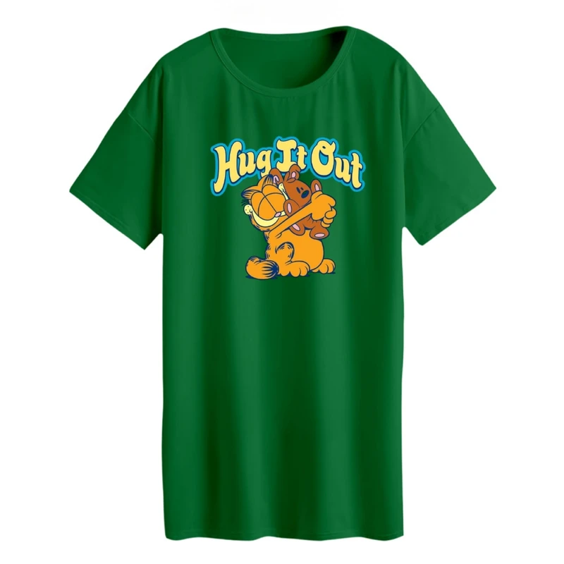 تی شرت لانگ زنانه مدل گارفیلد و عروسک