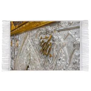 فرش ماشینی دیوارکوب اطلس آبی طرح ضریح حرم امام حسین مدل T2494 