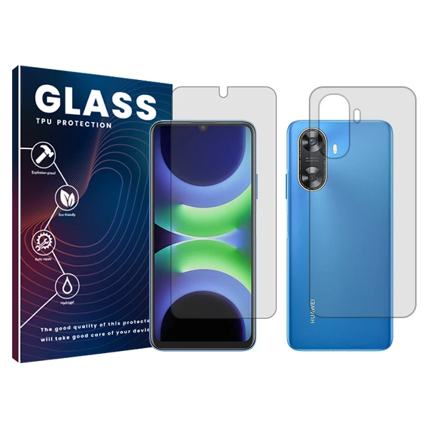 محافظ صفحه نمایش شفاف گلس مدل Resistant مناسب برای گوشی موبایل هوآوی Enjoy 70z به همراه محافظ پشت گوشی