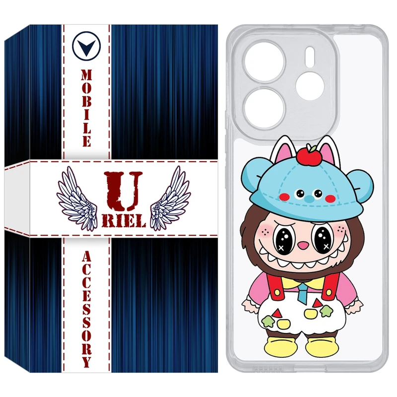 کاور یوریل مدل Clear کد 123 طرح لبوبو مناسب برای گوشی موبایل شیائومی Redmi Note 14 4G
