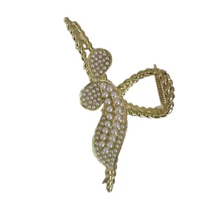 کلیپس مو زنانه مدل روبان کوچک مرواریدی دنباله دار