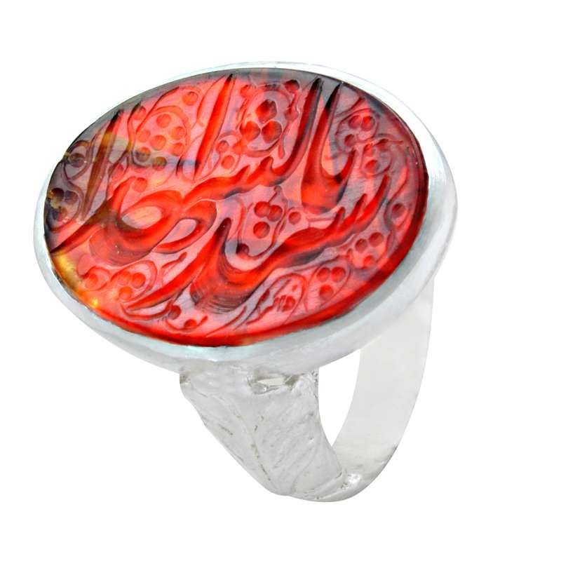 انگشتر نقره مردانه مدل عقیق خطی کد 1k