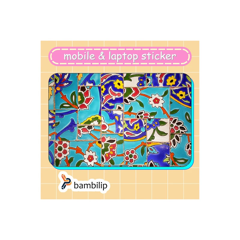 استیکر بامبیلیپ مدل کارت عابر طرح کاشی کاری فیروزه ای کد 5632085