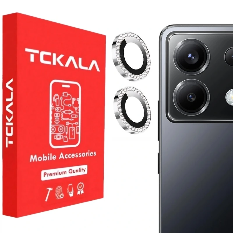 محافظ لنز دوربین فلزی تیسیکالا مدل نگین دار مناسب برای گوشی موبایل شیائومی POCO X6 5G