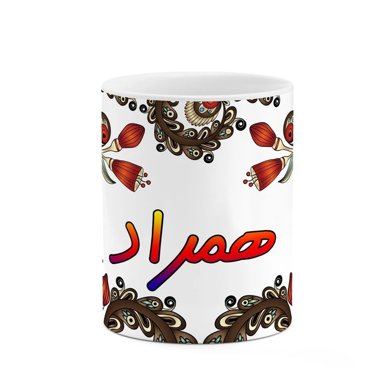 ماگ کاکتی مدل اسم همراد طرح سنتی گل و بته کد mgh48280