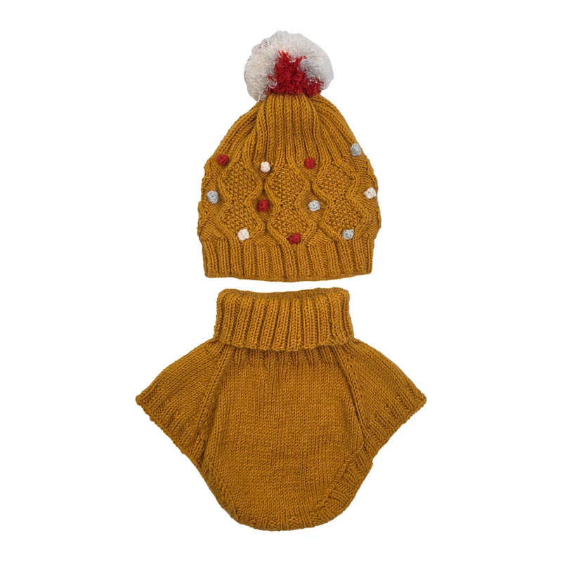 ست کلاه و شال گردن بافتنی پسرانه مدل توپی