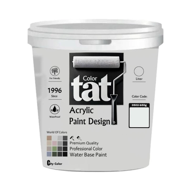 رنگ سفید مایل به فیروزه ای نیمه مات اکرولیک تات کد 0502-b50g حجم 4 لیتر