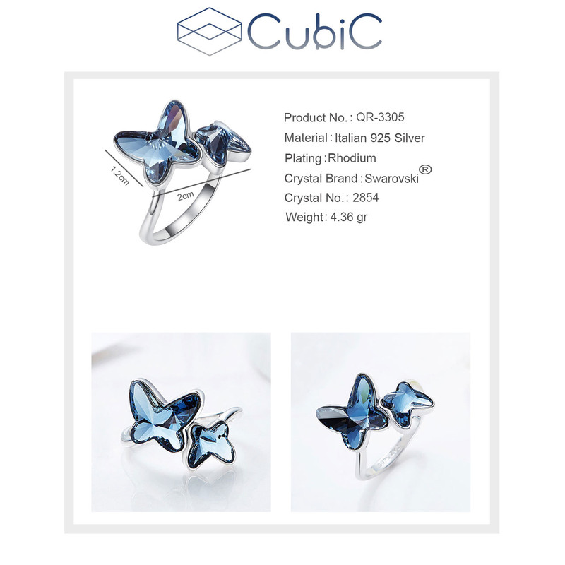 انگشتر نقره زنانه کوبیک مدل QR-3305