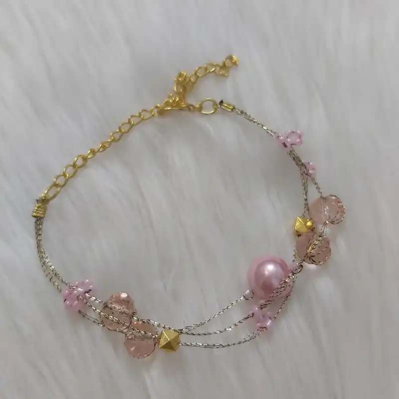 دستبند زنانه مدل نخی کریستال کد Nak3111