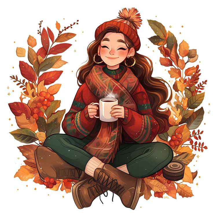 استیکر پارچه و لباس پاد آفرین مدل دخترانه طرح پاییز کد S2481