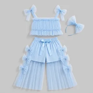 ست تاپ و شلوار دخترانه ژاکید مدل مریدا به همراه تل مو