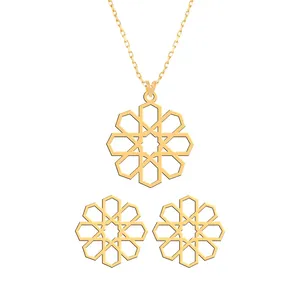 نیم ست طلا 18 عیار زنانه فرشته طرح اسلیمی WHSLZ-000042