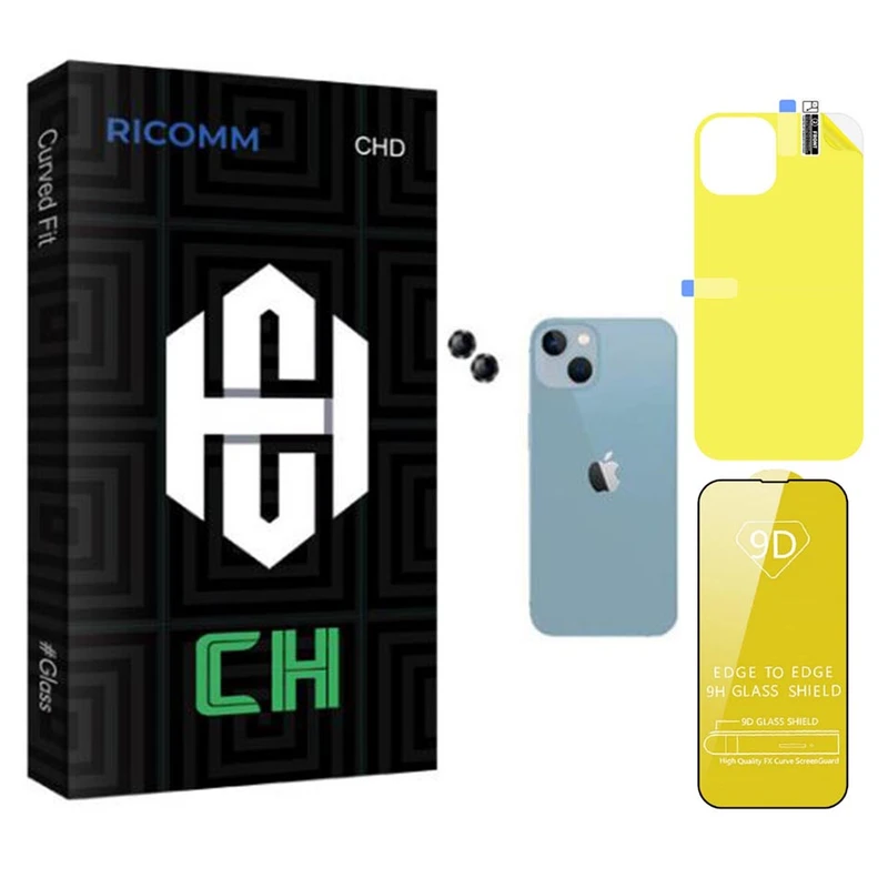 محافظ صفحه نمایش ریکام مدل CH مناسب برای گوشی موبایل اپل iPhone 14 به همراه محافظ پشت گوشی و لنز دوربین