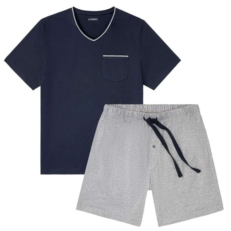 ست تی شرت و شلوارک مردانه لیورجی مدل آرشا ساده کد LUXseries2022 رنگ سرمه ای