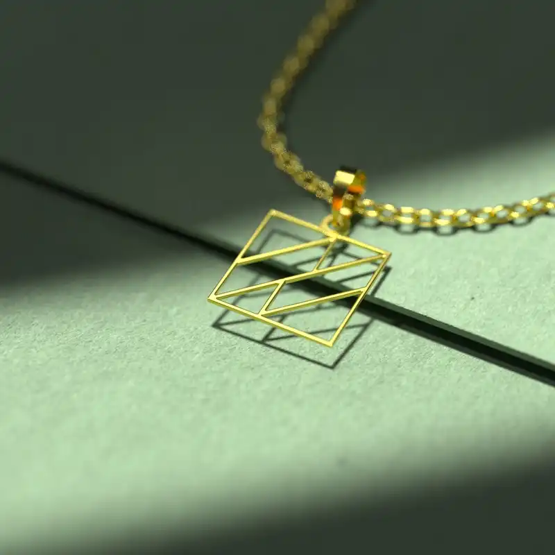 گردنبند طلا 18 عیار زنانه مدوپد مدل مربع کد F3-1-1044