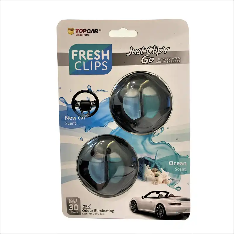 خوشبو کننده خودرو تاپ کار مدل اقیانوس و نیو کار حجم 8 میلی لیتر بسته دو عددی