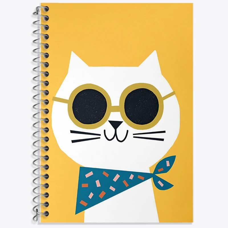 دفتر زبان 50 برگ خندالو مدل دو خط طرح گربه بامزه کد F8341