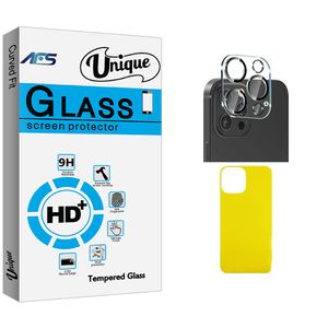 محافظ پشت گوشی ای اف اس مدل Unique Glass FLL مناسب برای گوشی موبایل اپل iPhone 13 ProMax  به همراه محافظ لنز دوربین