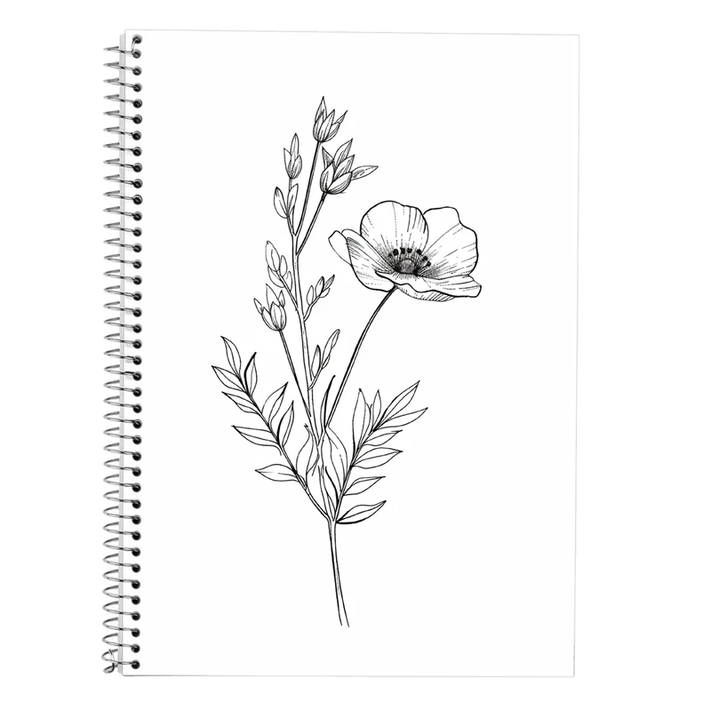 دفتر زبان 50 برگ مدوپد مدل سه خط طرح گل کد DF13822