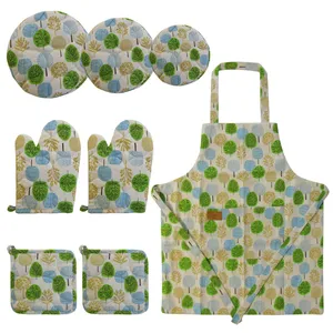 سرویس آشپزخانه 8 تکه هوم اند لایف مدل هاچیکو طرح درخت های رنگی