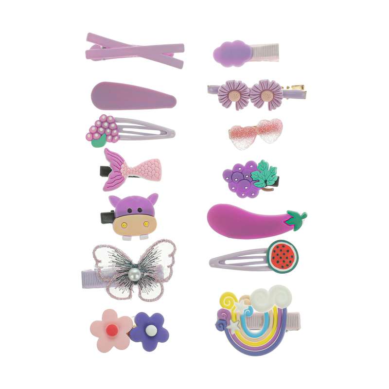 گیره مو دخترانه مدل رنگین کمان مجموعه 14 عددی