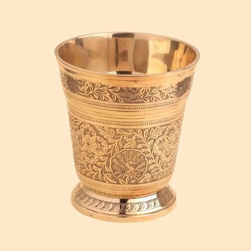 ظرف یخدان برنجی مدل قلم زنی 4127