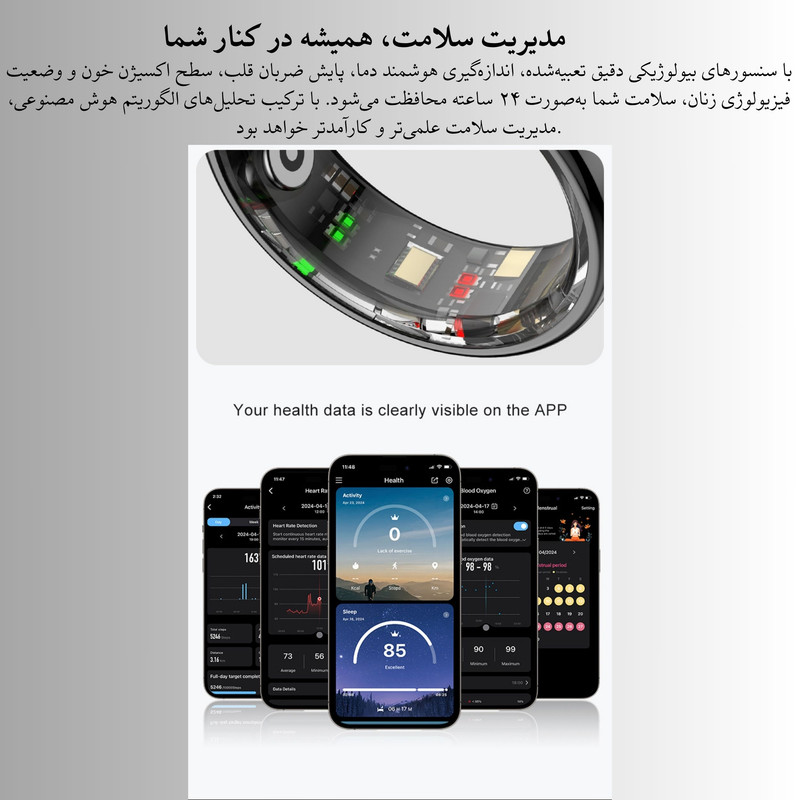 حلقه هوشمند اسمارت رینگ مدل +r08