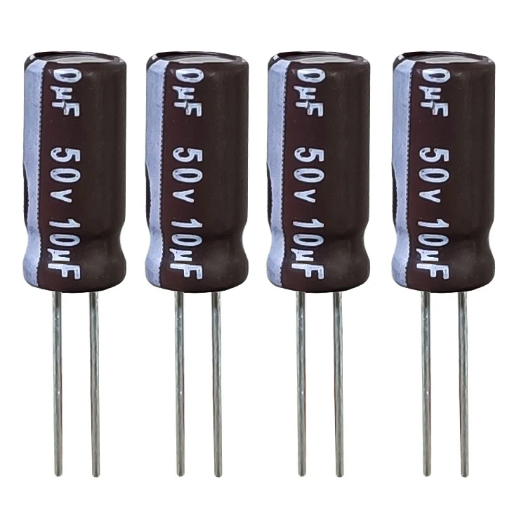 خازن الکترولیت 10 میکروفاراد 50 ولت آکسبوم مدل TEC-1050 بسته 4 عددی