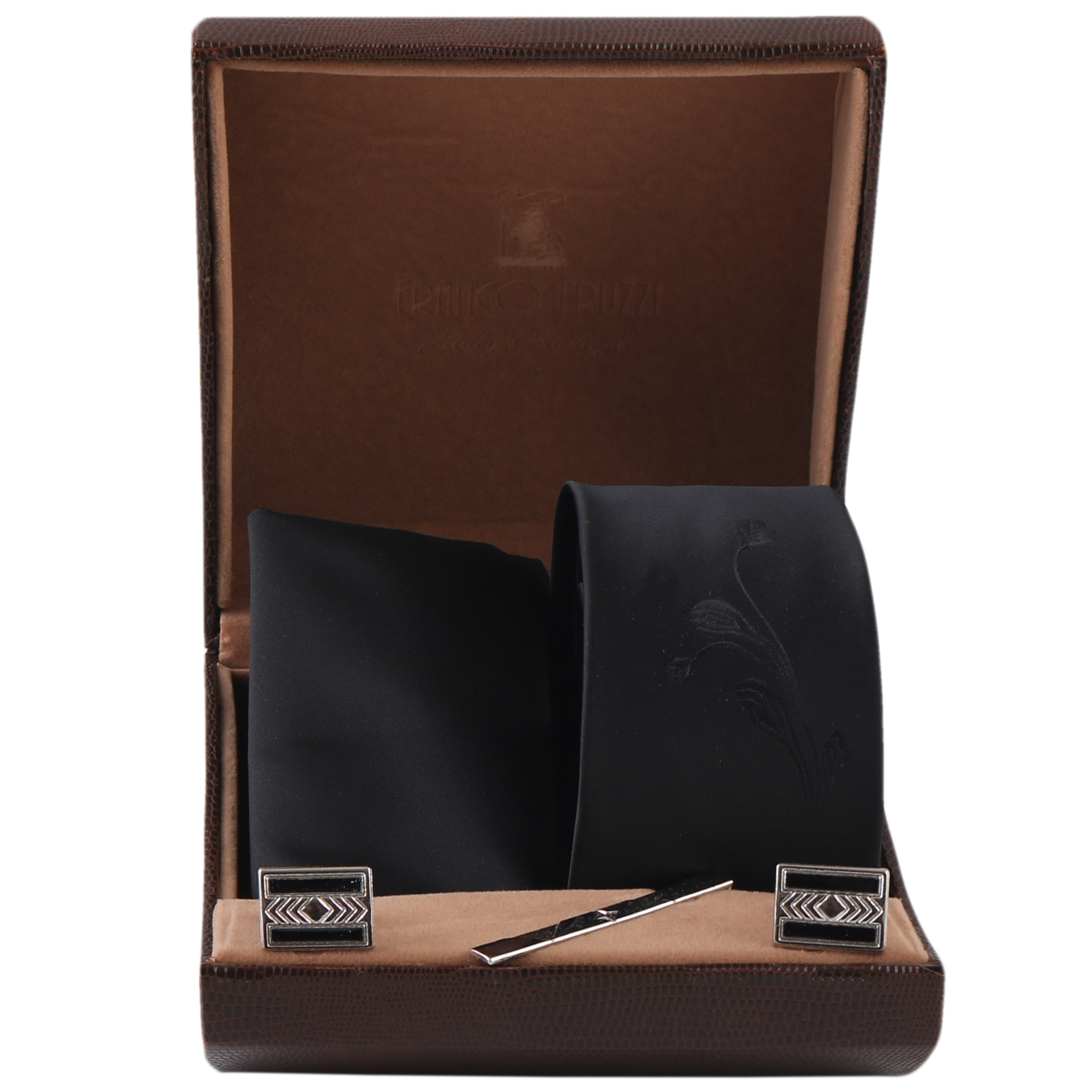 ست کراوات و دستمال جیب و دکمه سردست مردانه فرانکو فروزی مدل F-101838