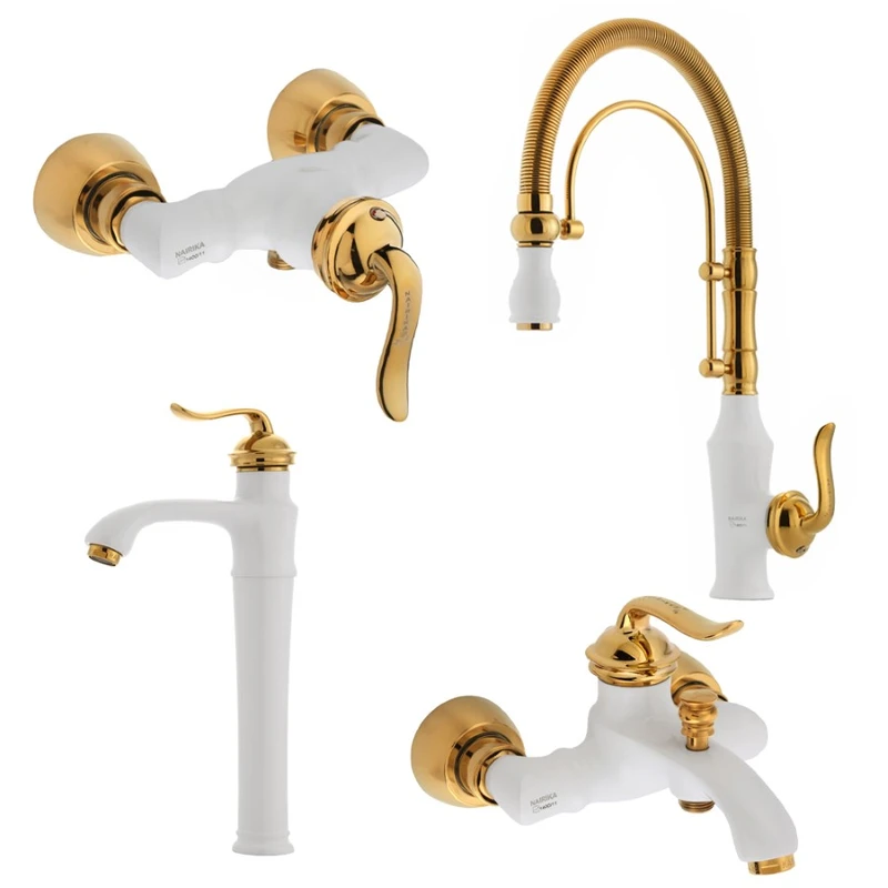 ست شیرآلات نایریکا مدل هلن فنری کد B-WG02 مجموعه 4 عددی