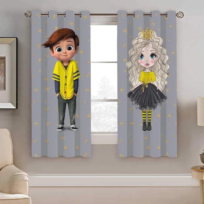 پرده نیروانا طرح دختر موفرفری کودک مدل هازان کد 8317 سایز 140×200 سانتی متر