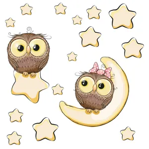 استیکر دیواری کودک تُکتم طرح ماه و ستاره کد 07