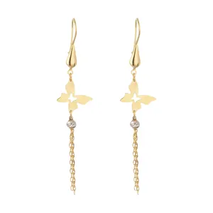 گوشواره طلا 18 عیار زنانه گالری یارطلا مدل پروانه اویز کد AG34-12 