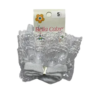 جوراب دخترانه مدل لبه تور دار bbt