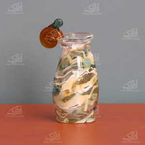 گلدان مینیاتوری شیشه گری با حرارت مستقیم‏ ‏ کرمی‏ طرح ‏حلزون‏ مدل 1015900043