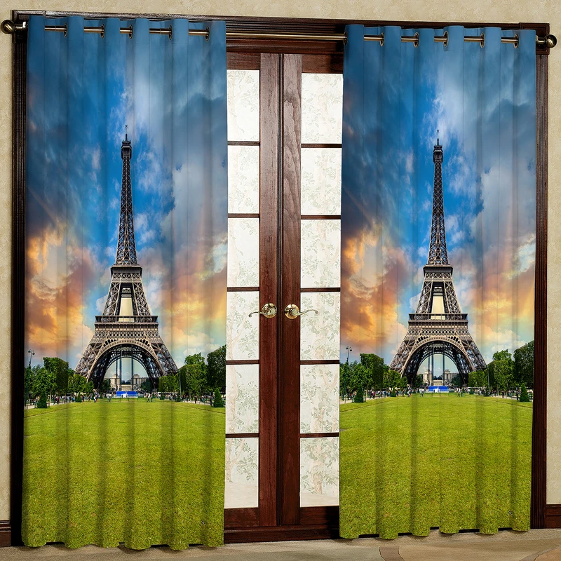 پرده مدل برج ایفل هازان پانچی کد 4389 سایز 140x200 سانتی متر