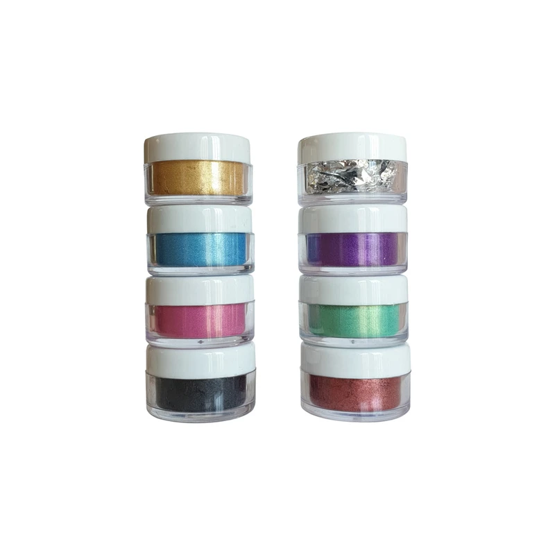  پودر رنگ رزین اپوکسی پارلا مدل mica pearl وزن 80 گرم بسته 8 عددی