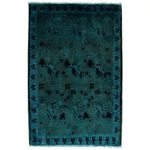 فرش دستبافت رنگ شده یک متری طرح وینتج کد 991263