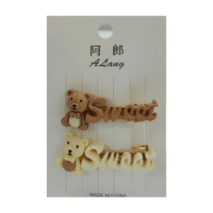 گیره مو دخترانه مدل عروسکی خرسی بسته 2 عددی