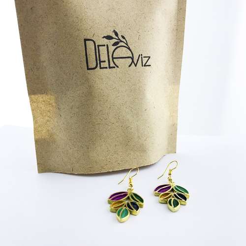 گوشواره زنانه دل آویز طرح برگ مدل gz99310