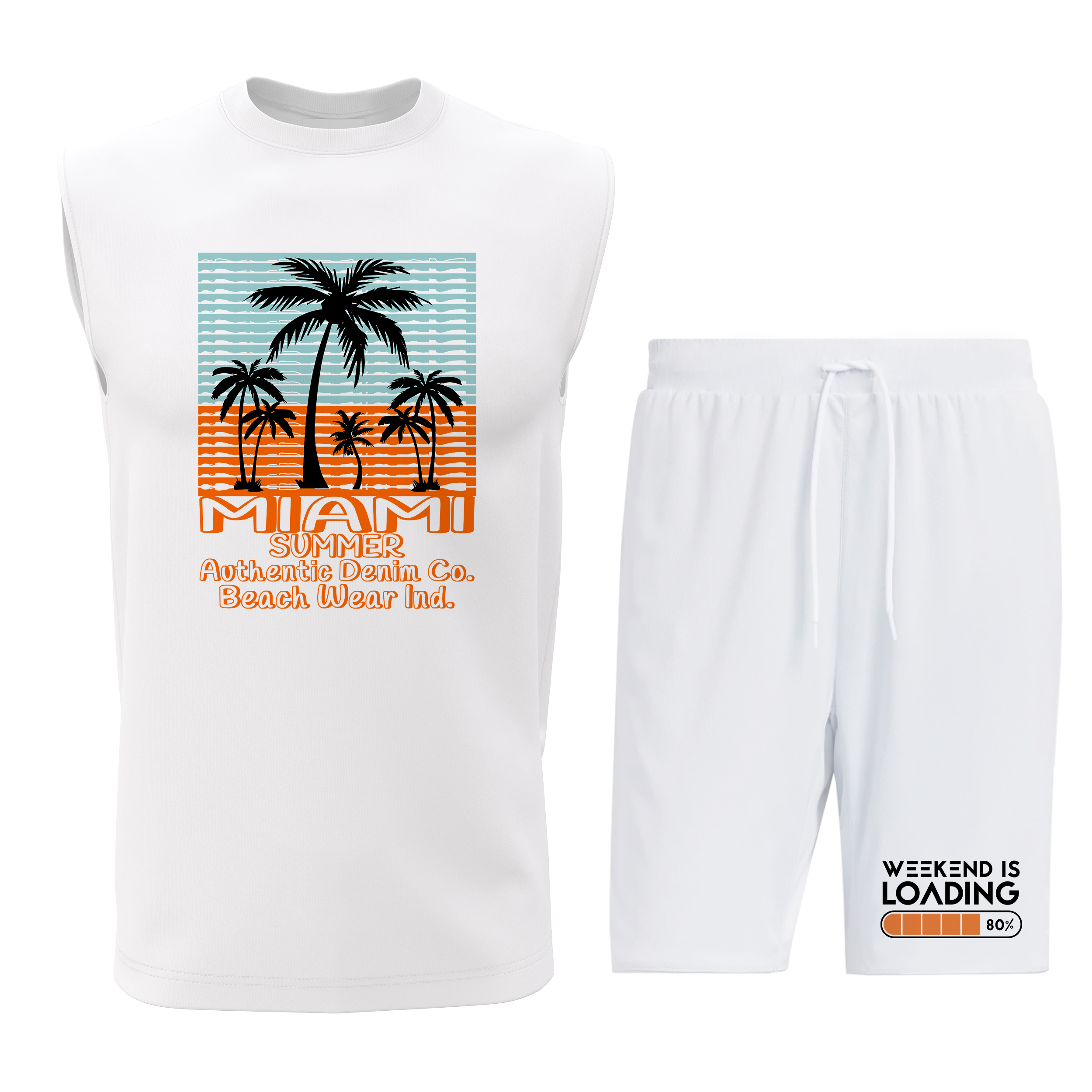 ست تاپ و شلوارک مردانه طرح میامی مدل M065W