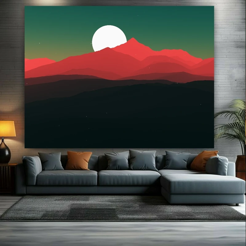 تابلو بوم طرح نقاشی مدل کوهستان کد BK1666