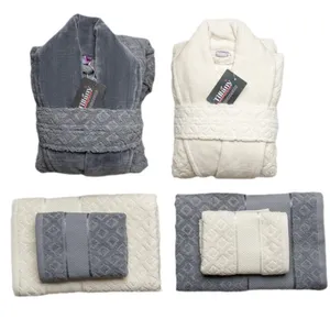 سرویس حوله پالتویی 12 تکه تیفانی مدل ست عروس و داماد  کد T64