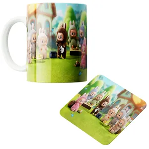 ماگ پاد آفرین مدل لبوبو کد 21 به همراه زیر لیوانی