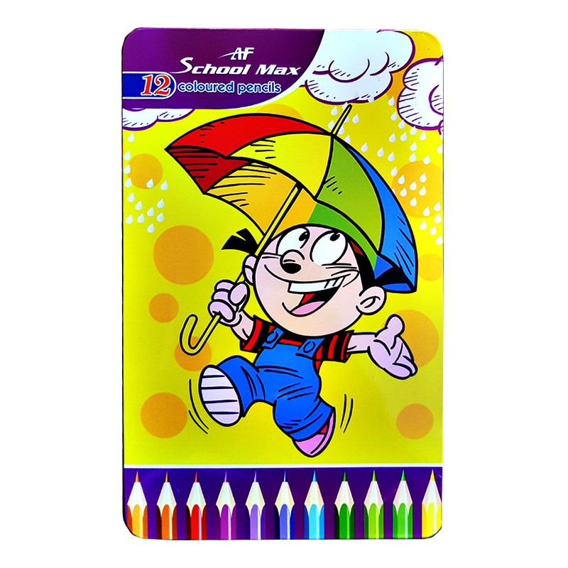 مداد رنگی 12 رنگ ای اف اسکول مکس طرح بچه و چتر